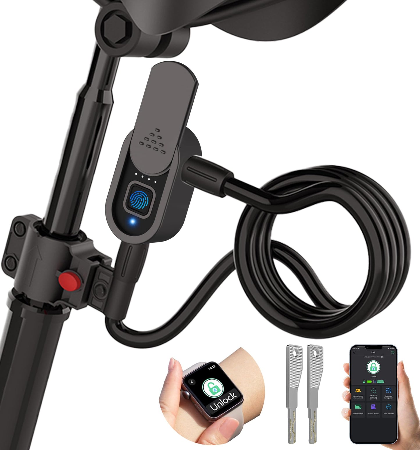 Keyless Biometric Cable Cycle Lock