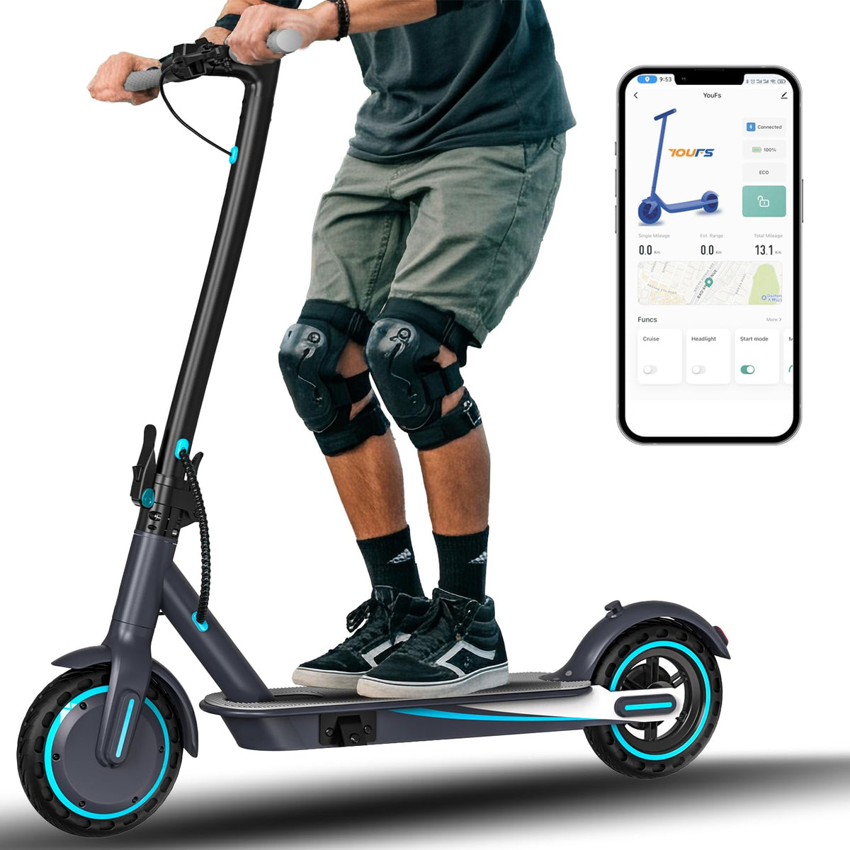 Honeycomb Tire Folding E Scooter with Dual Braking