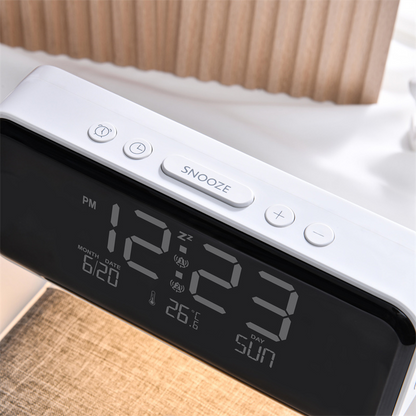 3-in-1 Wireless Bedside LCD Lamp with Alarm