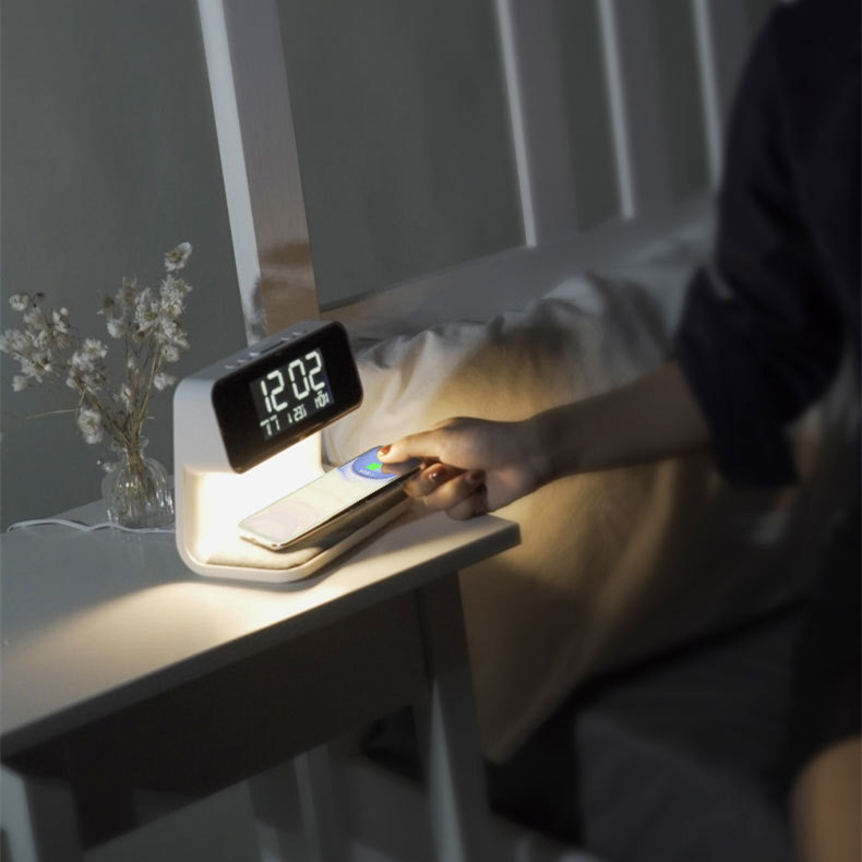 3-in-1 Wireless Bedside LCD Lamp with Alarm
