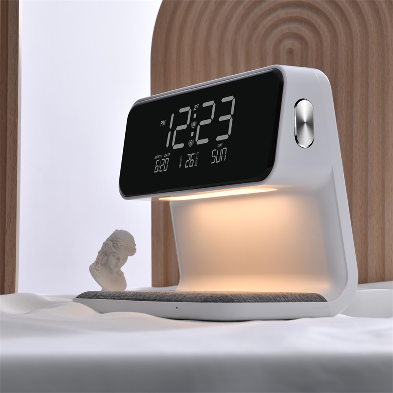 3-in-1 Wireless Bedside LCD Lamp with Alarm