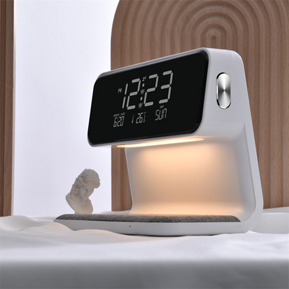 3-in-1 Wireless Bedside LCD Lamp with Alarm