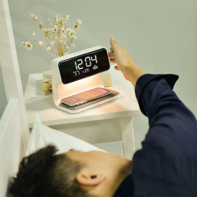 3-in-1 Wireless Bedside LCD Lamp with Alarm