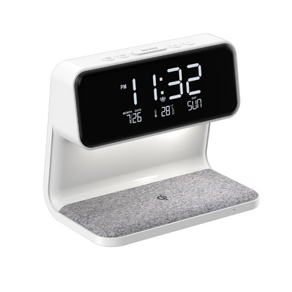3-in-1 Wireless Bedside LCD Lamp with Alarm