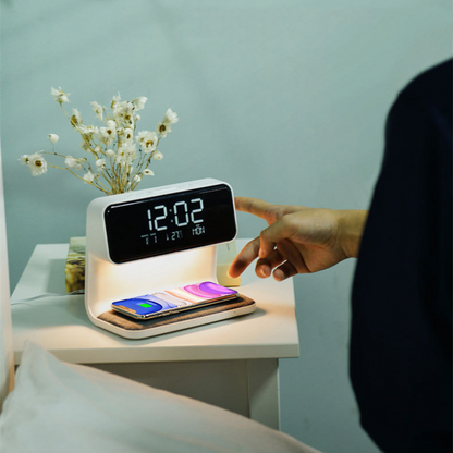 3-in-1 Wireless Bedside LCD Lamp with Alarm